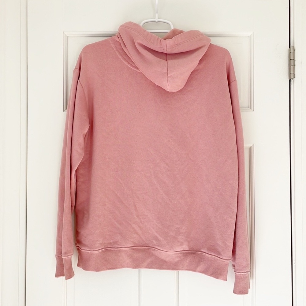 H&M hoodie size S pink fleece lined kangaroo pocket cotton blend soft basic - Picture 2 of 5